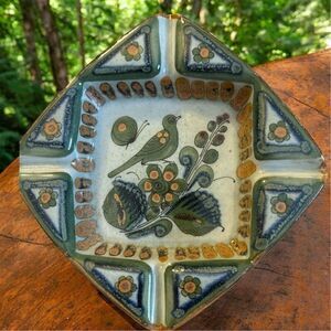 Vintage Signed Mexican Folk Art Bird Ashtray 7"